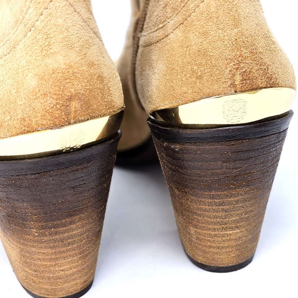 ♡♡ Vince Camuto Ankle Boots Gregger Suede Western Style Block Heel Zip Up - Picture 7 of 12